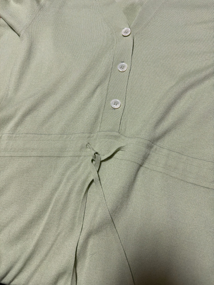 유메르 umer 스트링 반팔 니트 롱 원피스 민트 초록색여름끈가디건연두 이미지