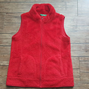 여성 55 66 퍼 베스트 털 조끼 블랙 레드 이미지