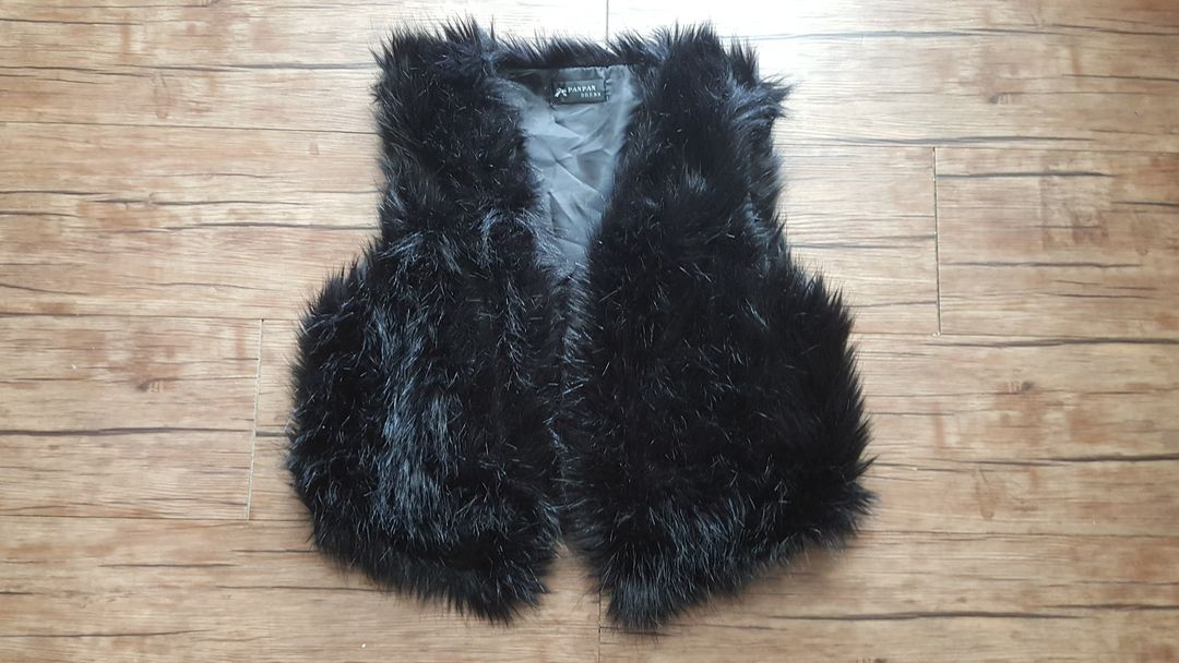 여성 55 66 퍼 베스트 털 조끼 블랙 레드 이미지