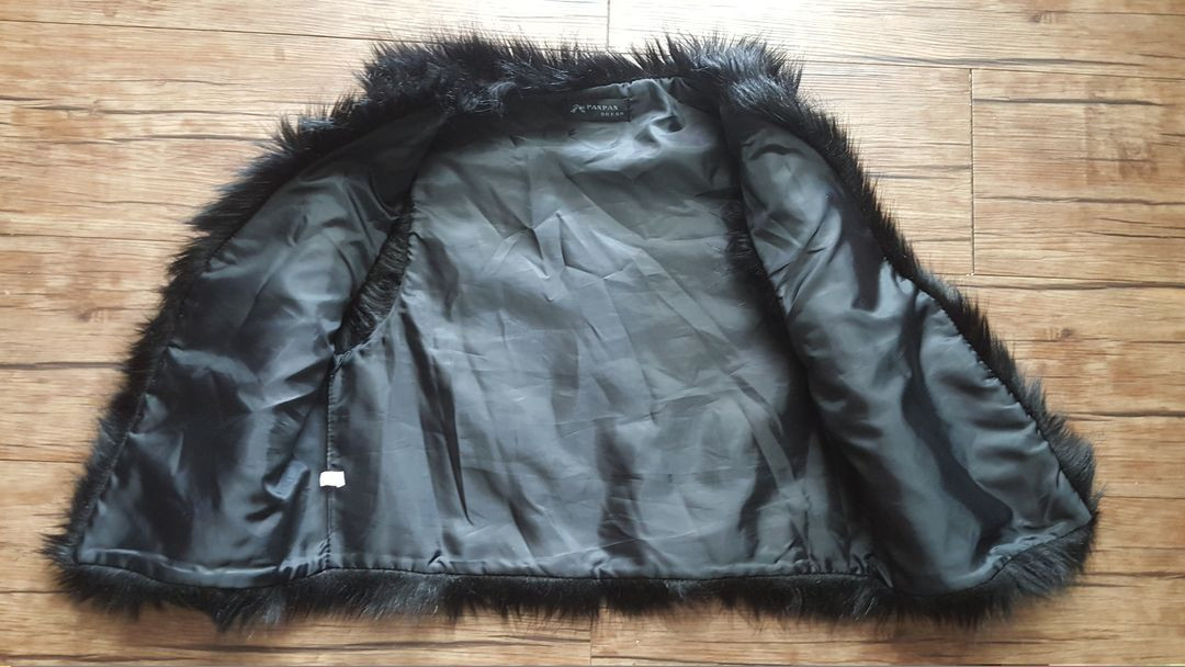 여성 55 66 퍼 베스트 털 조끼 블랙 레드 이미지