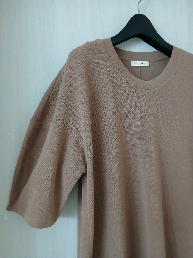 시스템 배색 니트 롱원피스 이미지