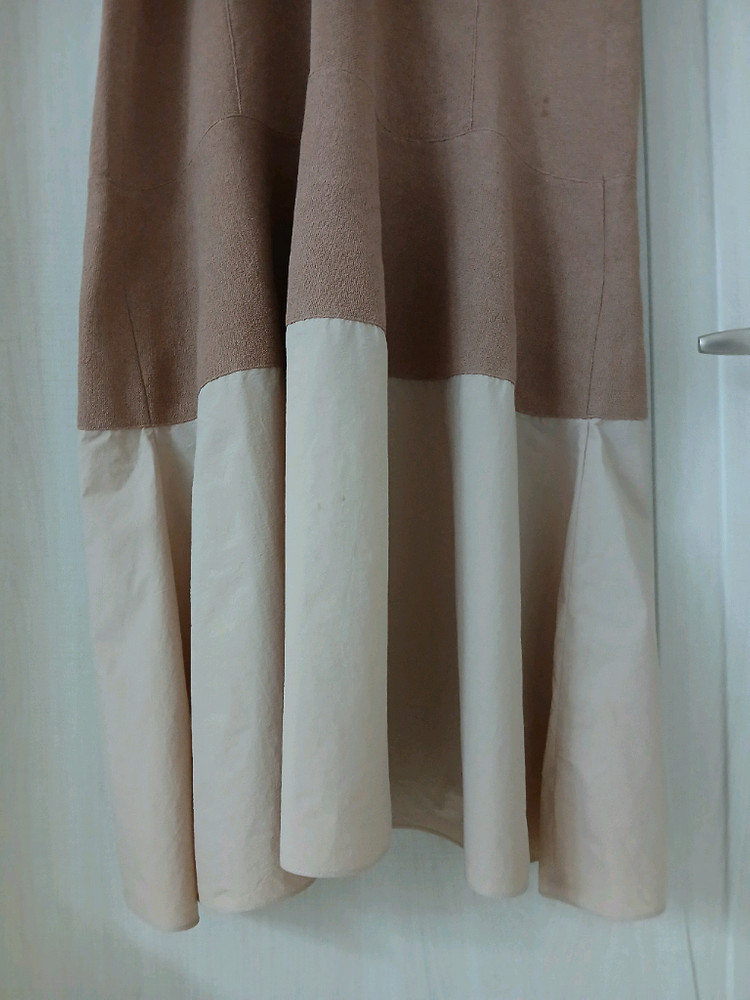 시스템 배색 니트 롱원피스 이미지