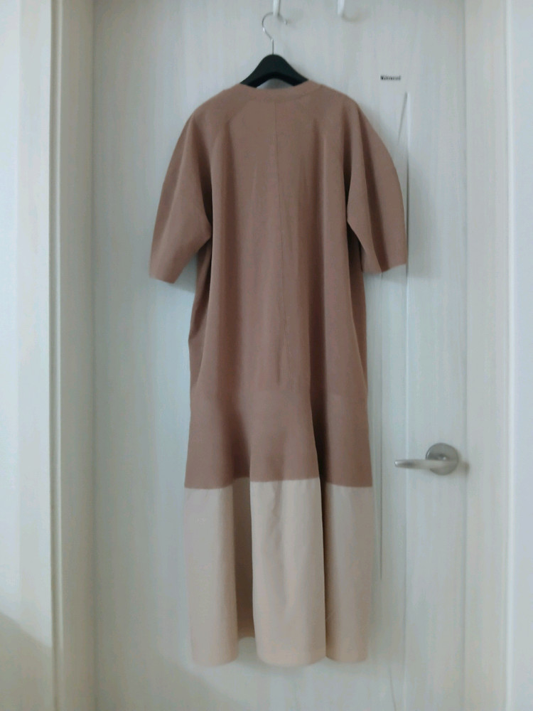 시스템 배색 니트 롱원피스 이미지