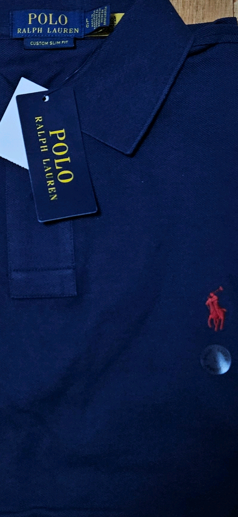 (신형,정품,새옷)폴로 랄프로렌 커스텀 슬림핏 네이비 남성 카라티,100 이미지