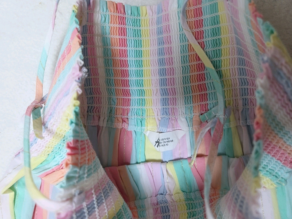 H&M 여아 레인보우 스트라이프 원피스 9-10세 이미지