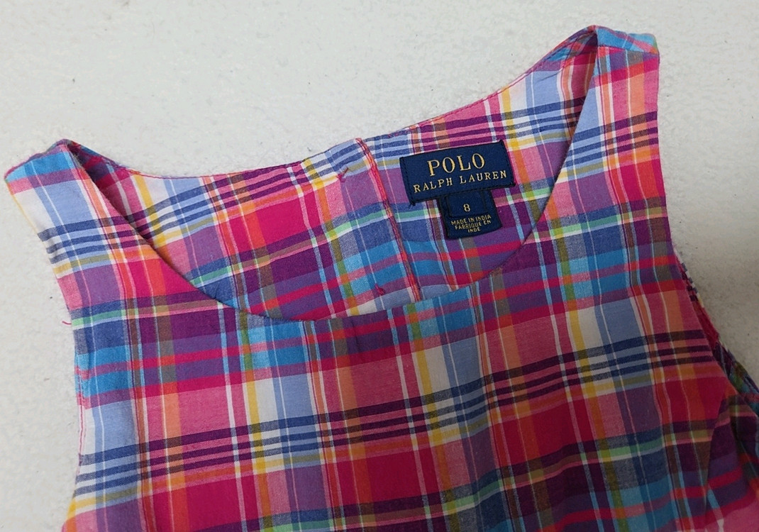 폴로 랄프로렌 여아 반전 뒷태 체크 원피스 8y 이미지