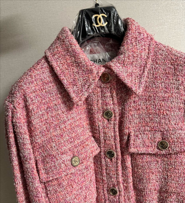 S급)샤넬 P76715 트위드 핑크 자켓 38(1시간착용) 옷걸이포함 이미지
