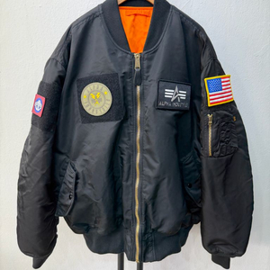 정품) 알파인더스트리 MA-1 블랙 패치 봄버 자켓 XXL 이미지