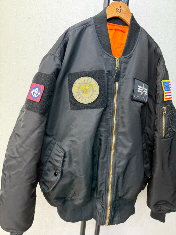 정품) 알파인더스트리 MA-1 블랙 패치 봄버 자켓 XXL 이미지