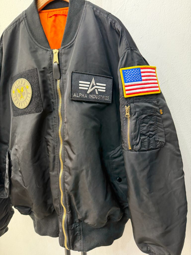 정품) 알파인더스트리 MA-1 블랙 패치 봄버 자켓 XXL 이미지