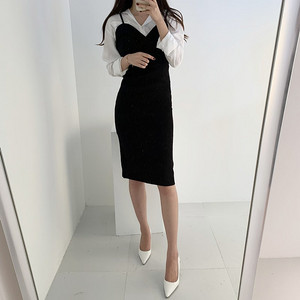 뒷트임 튤립 뷔스티에 원피스 하객룩 이미지