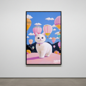 그림 액자 팝아트 인테리어소품 꿈을 타고 걷는 고양이 고양이그림 고양이액자 대형 거실 꾸미기 벽걸이 감성 아트포스터 이미지
