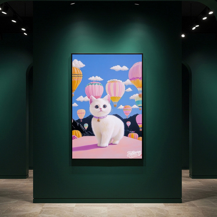 그림 액자 팝아트 인테리어소품 꿈을 타고 걷는 고양이 고양이그림 고양이액자 대형 거실 꾸미기 벽걸이 감성 아트포스터 이미지