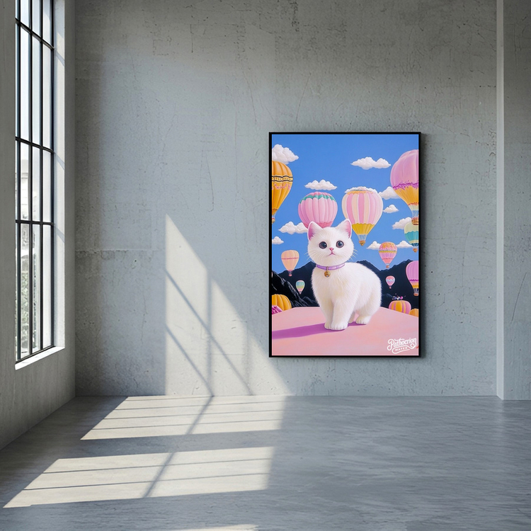 그림 액자 팝아트 인테리어소품 꿈을 타고 걷는 고양이 고양이그림 고양이액자 대형 거실 꾸미기 벽걸이 감성 아트포스터 이미지