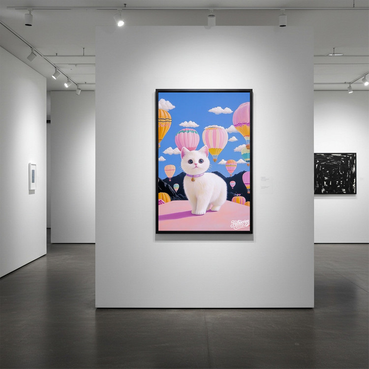 그림 액자 팝아트 인테리어소품 꿈을 타고 걷는 고양이 고양이그림 고양이액자 대형 거실 꾸미기 벽걸이 감성 아트포스터 이미지
