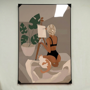 그림 액자 팝아트 인테리어소품 여성 고양이 반려동물그림 감성적인 거실 인테리어아트 대형그림액자 거실인테리어 그림액자 이미지