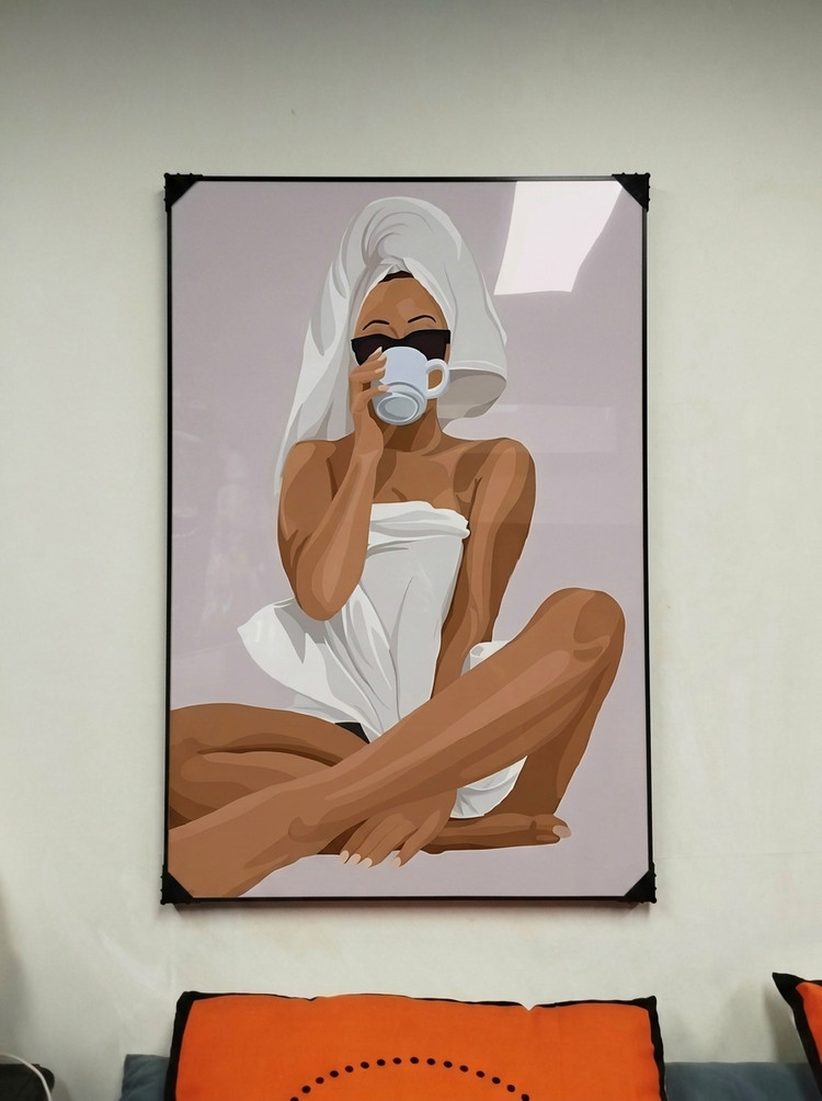 그림 액자 팝아트 인테리어소품 여성 고양이 반려동물그림 감성적인 거실 인테리어아트 대형그림액자 거실인테리어 그림액자 이미지