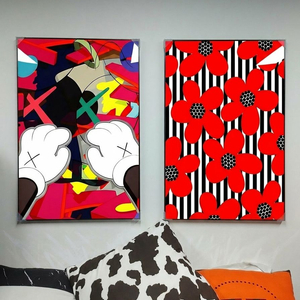 그림 액자 팝아트 인테리어소품 KAWS 캐릭터 그림 두 점 액자셋트 인테리어 효과 최고! 대형그림액자 거실인테리어 이미지
