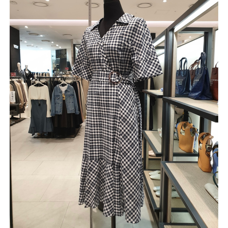 55) 주크 체크 벨티드 원피스 이미지