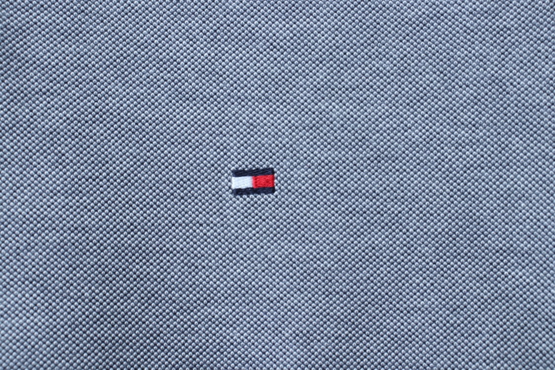 (M-L) 타미힐피거 반팔 카라 티셔츠 그레이 무지 이미지