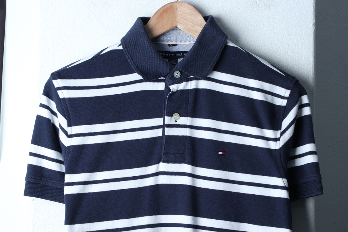 (XS-S) 타미힐피거 반팔 카라 티셔츠 스트라이프 이미지