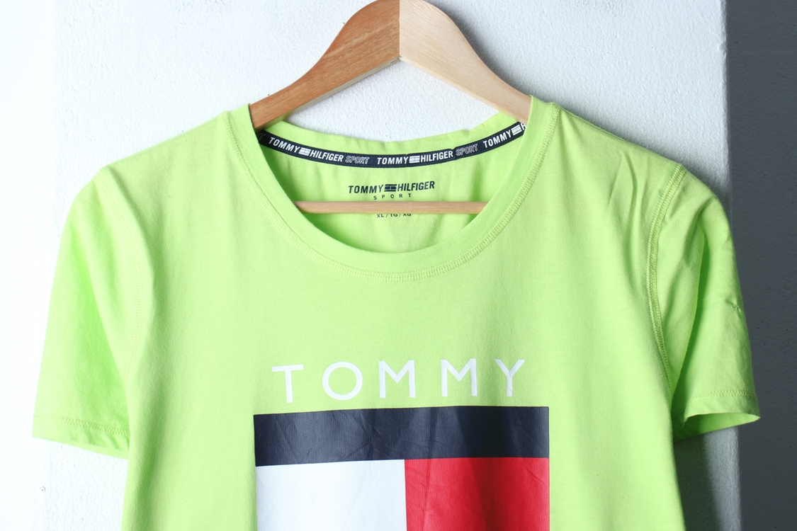 W(XL-2XL) 타미힐피거 반팔 티셔츠 수선 빅로고 이미지