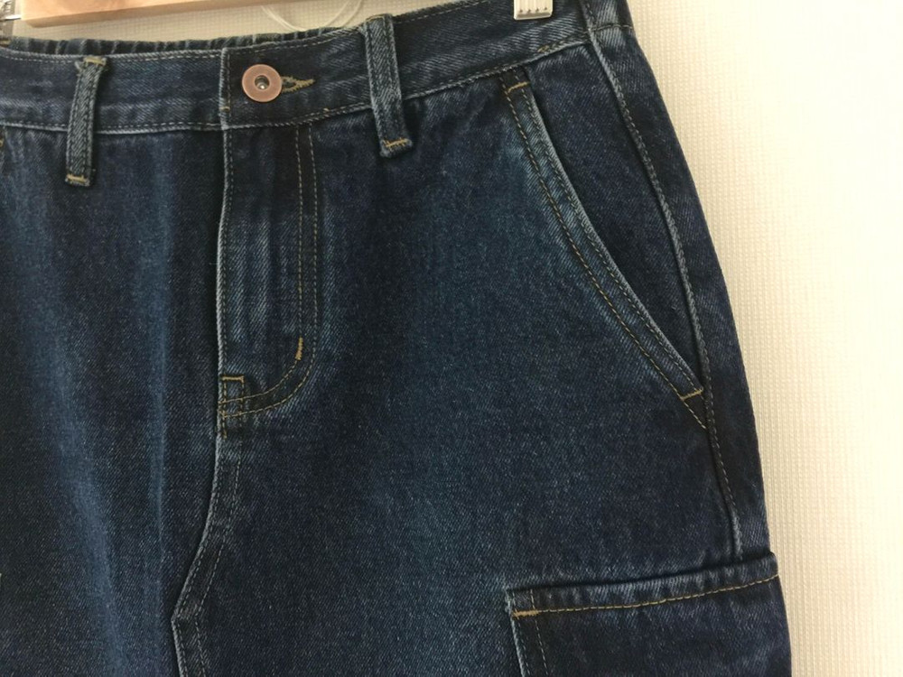 (새) 중청 카고포켓 H라인 일자 데님 롱 스커트 이미지