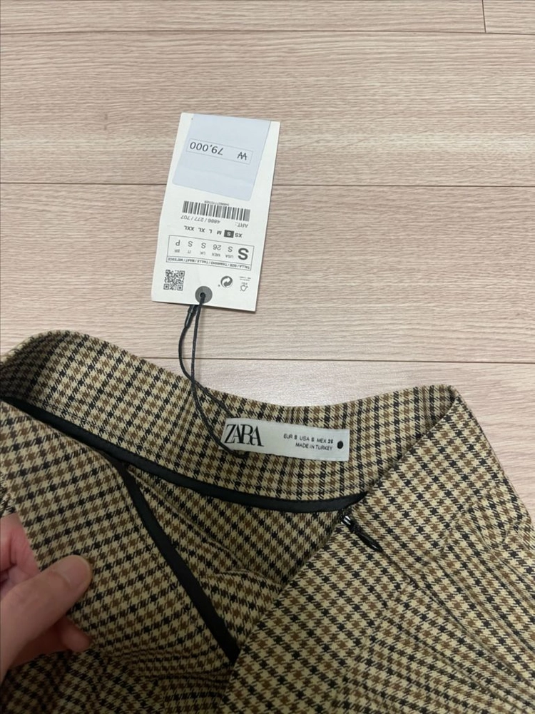 [택달린 새상품] ZARA 자라 체크 플리츠 롱 스커트 S사이즈 이미지