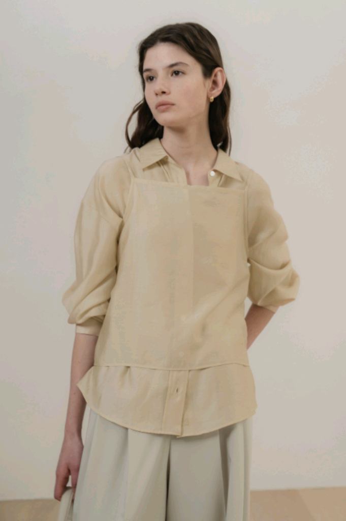 유메르 로렌 블라우스 네이비 이미지