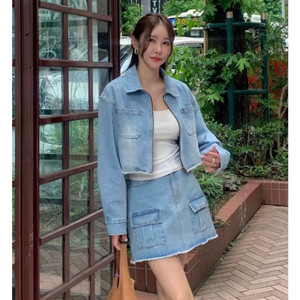 새상품) 매그놀리아 데님 세트(자켓+스커트) 연청 이미지
