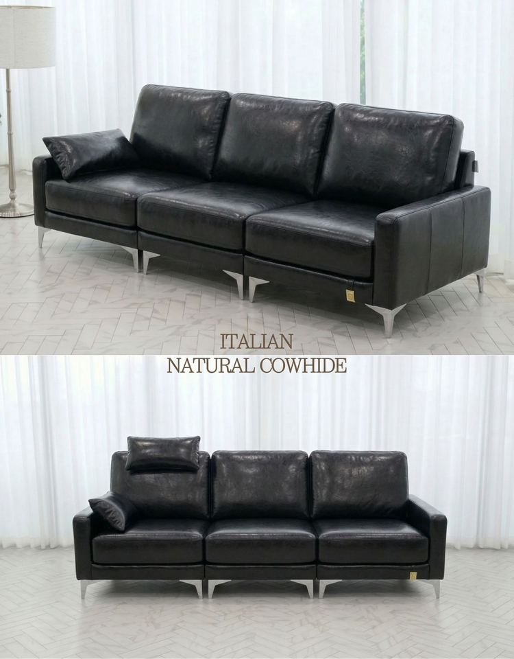 실로스 4인용소파 (비건레더 빈티지 가죽) 이미지