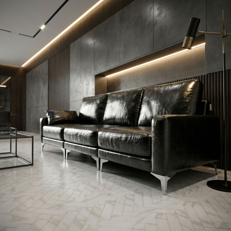 실로스 4인용소파 (비건레더 빈티지 가죽) 이미지