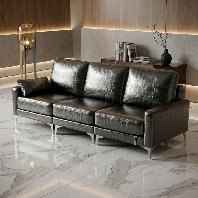 실로스 4인용소파 (비건레더 빈티지 가죽) 이미지