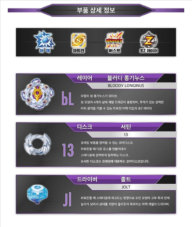 베이블레이드 버스트 초제트 B-110 스타터 블러디 롱기누스 13 Jl 이미지