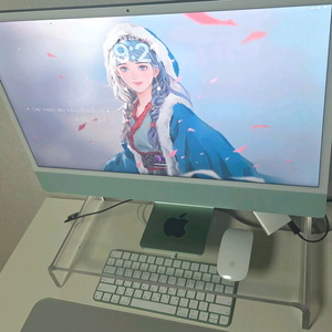 애플 아이맥 M1 24인치 민트그린 이미지