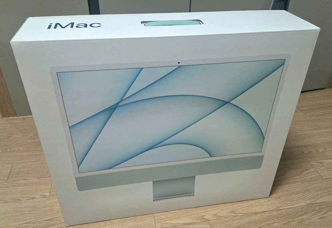 애플 아이맥 M1 24인치 민트그린 이미지