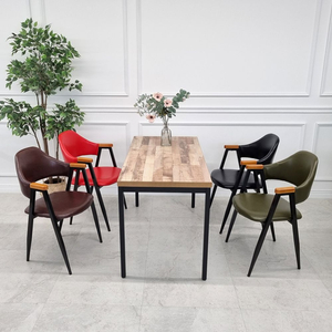 (( 미개봉 새상품 )) 빈티지 팔걸이형 원목 팔걸이 카페의자, 업소용의자, 식탁의자, 암체어, 업소용체어,유광PU 이미지