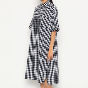 삼성물산 단톤 체크 셔츠 롱 반팔 원피스 오버루즈 거의새것 사랑봉봉 이미지