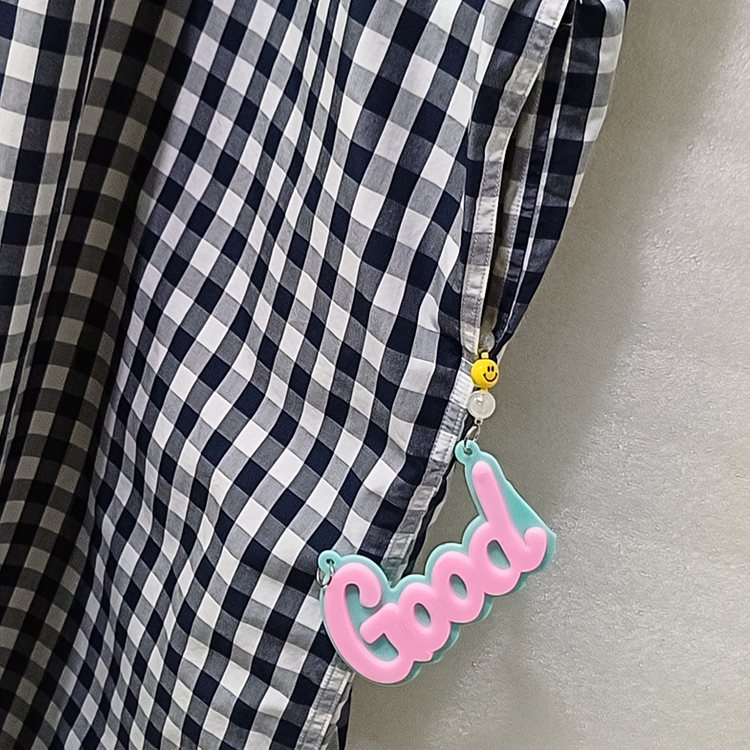 삼성물산 단톤 체크 셔츠 롱 반팔 원피스 오버루즈 거의새것 사랑봉봉 이미지