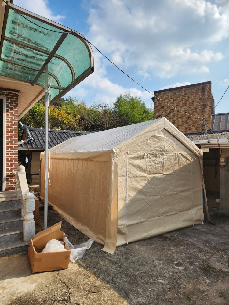 테라스 그늘막 창고 장박 농막 가제보 캐노피천막 야외 캠핑 옥상 몽골텐트 천막 이미지