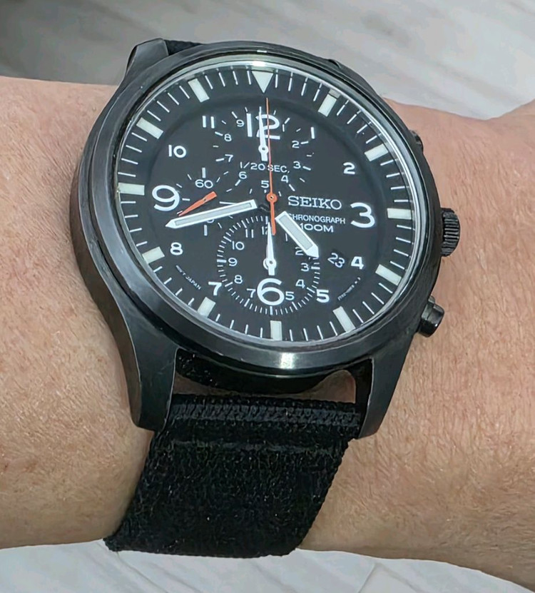 세이코 (SEIKO) SNDA65 밀리터리 크로노 그래프 블랙 시계 이미지