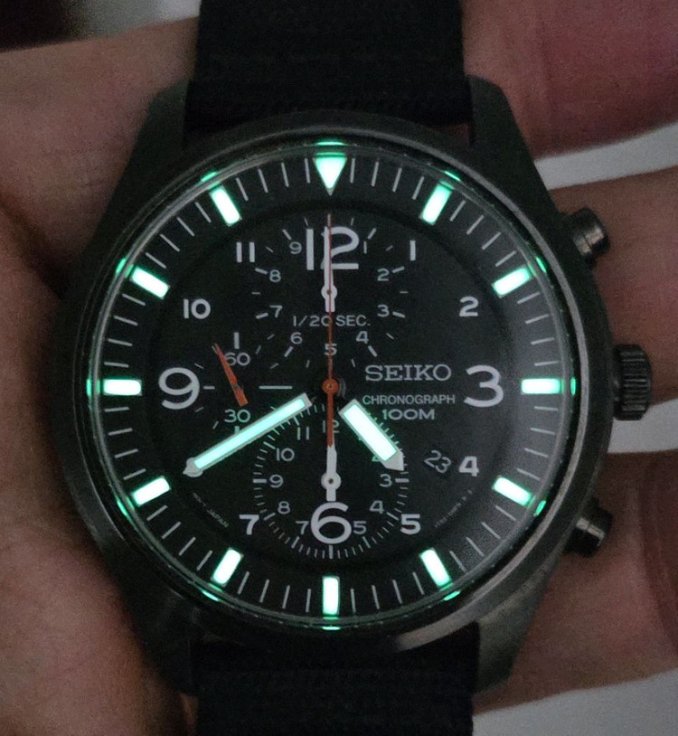 세이코 (SEIKO) SNDA65 밀리터리 크로노 그래프 블랙 시계 이미지