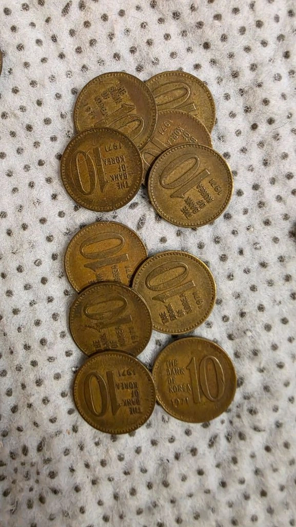 한국 동전 구동전,1970년, 1969년, 10원,50원, 50환, 100원, 토큰 등 이미지
