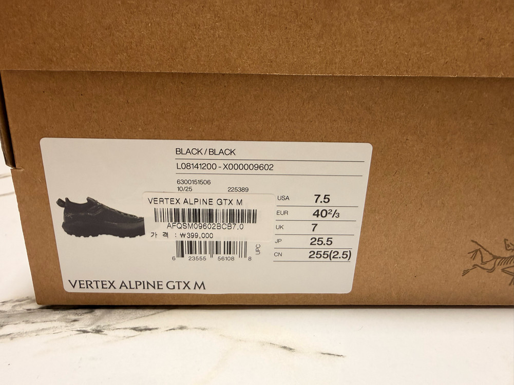 26ss 아크테릭스 버텍스알파인 gtx 블랙 255 이미지