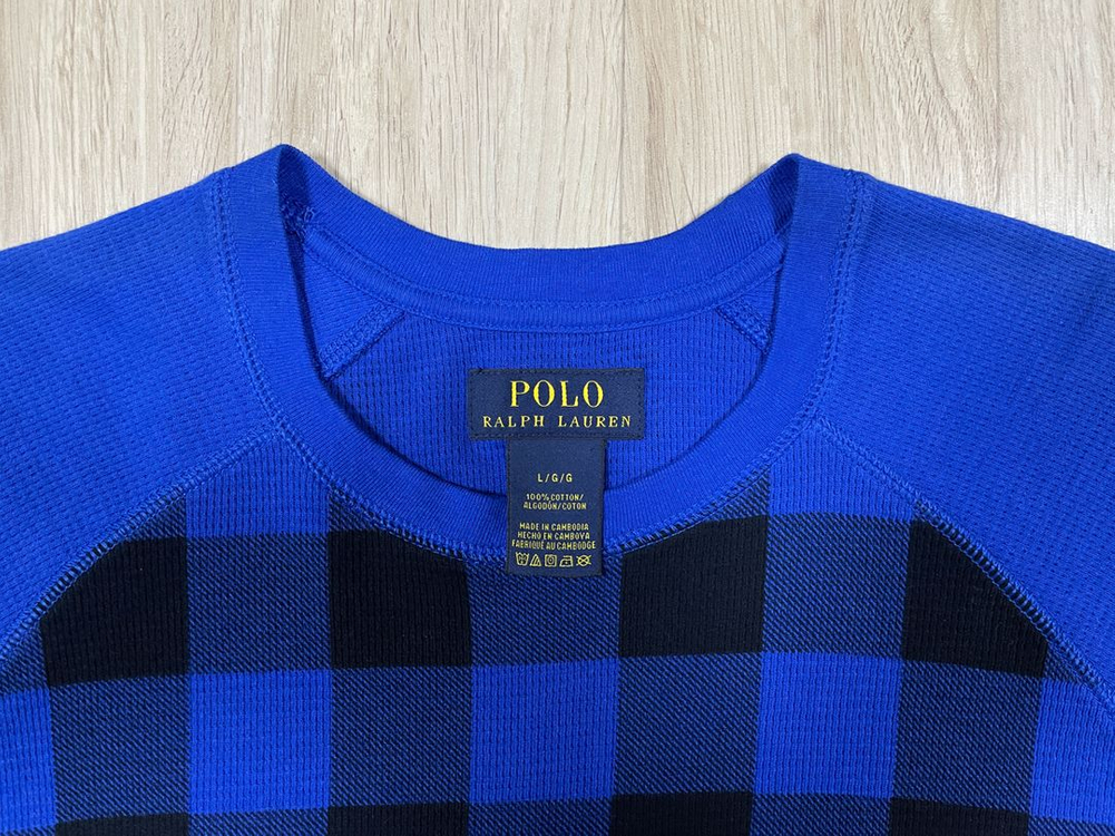 100) 폴로 랄프로렌 블루체크 와플 긴팔티(새제품)RRL&LVC&폴로 이미지