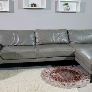 까사미아 콜트 천연가죽 4인 카우치 소파 이미지