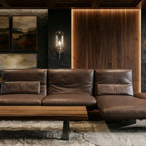 도무스 독일 코이노 프란시스 최상급 천연 전체가죽 4인 카우치 소파쇼파 이미지