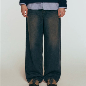 캑터스도넛마켓 블랙엔드 와이드 데님팬츠 청바지 워싱진 이미지