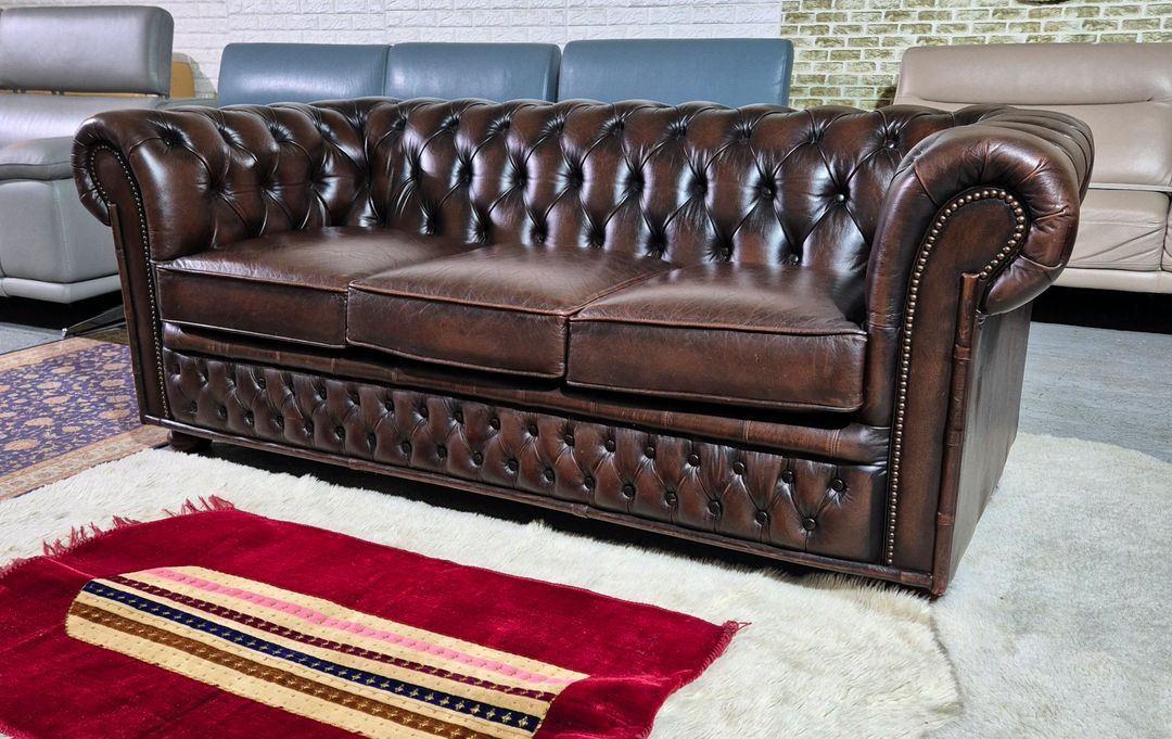 영국 체스터필드 최고급 전체 천연가죽 3인 소파쇼파 서울경기근거리무료배송 이미지