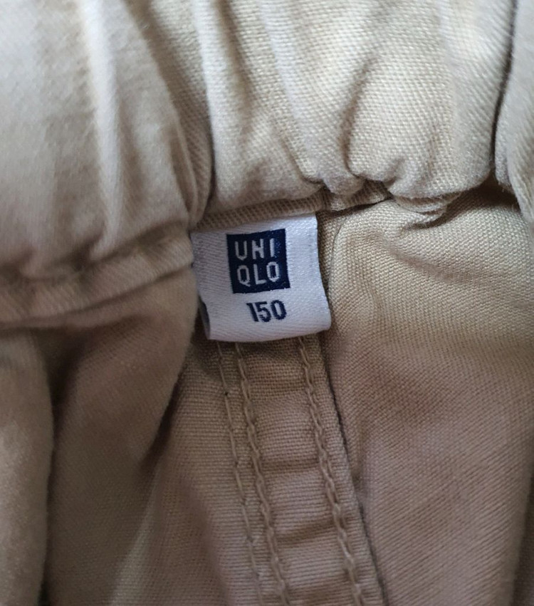 유니클로 키즈 베이지 밴딩 면 반바지 150 이미지